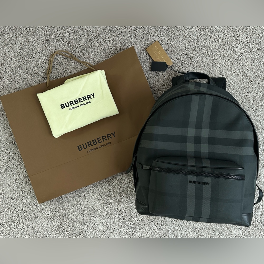 Burberry Black Backpack with Signature Check Pattern
